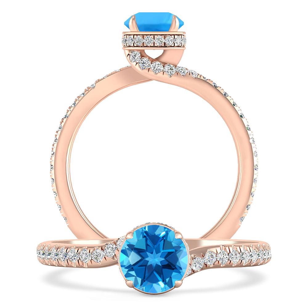 Rose Gold - Blue Topaz