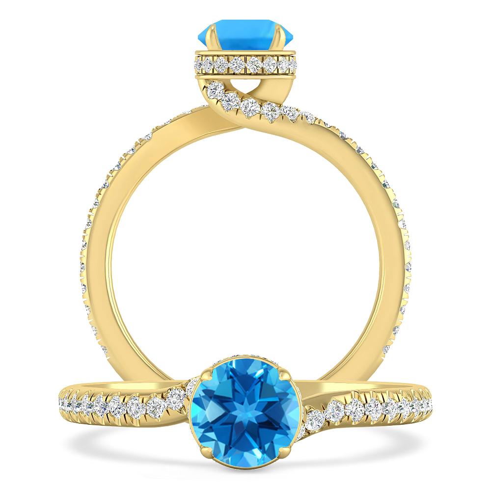 Yellow Gold - Blue Topaz