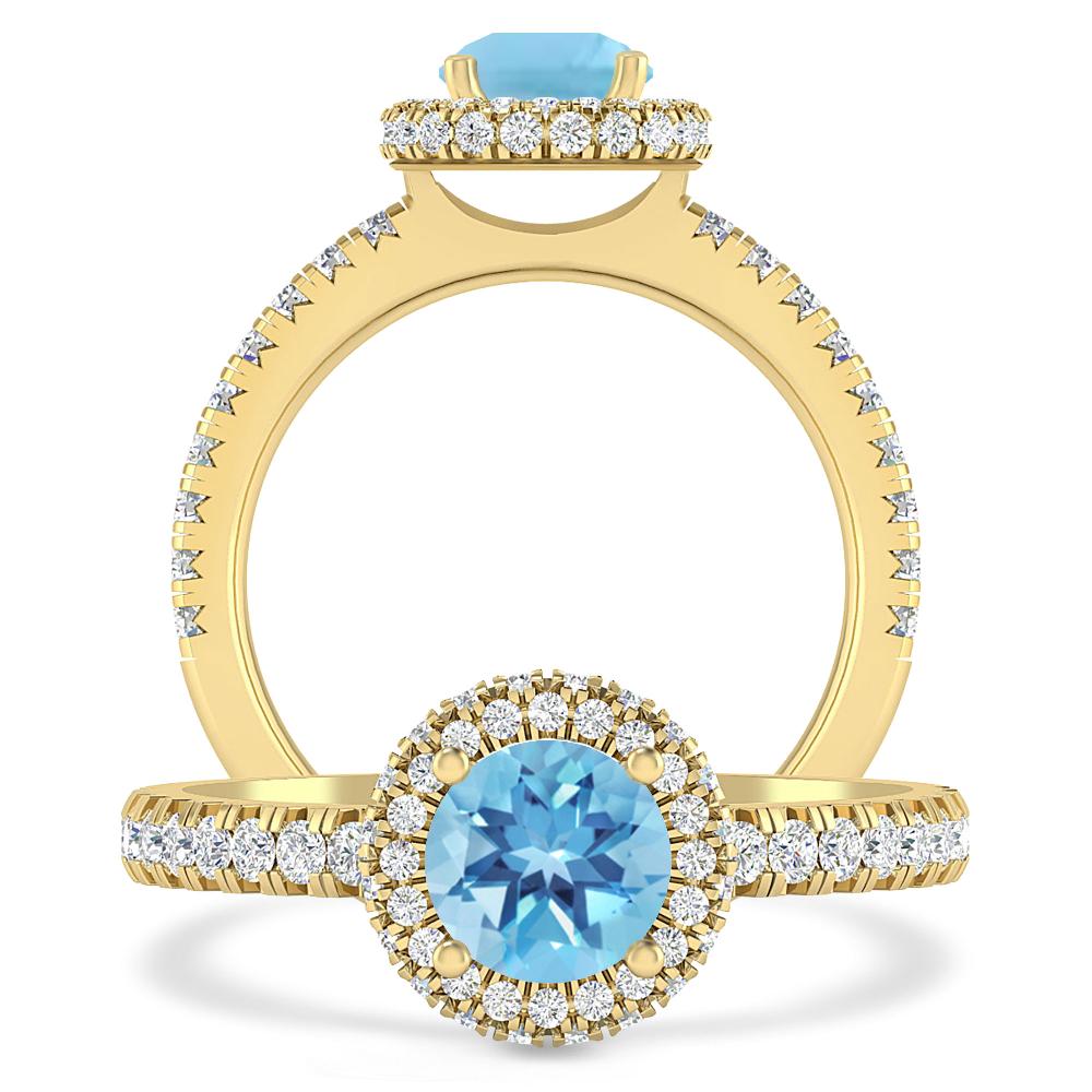 Yellow Gold - Blue Topaz