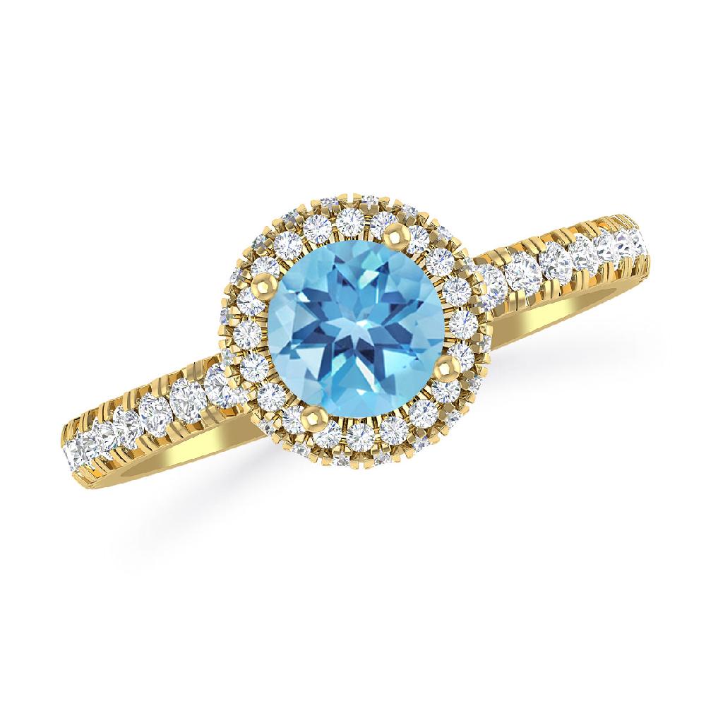 Yellow Gold - Blue Topaz