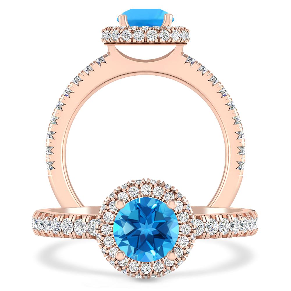 Rose Gold - Blue Topaz