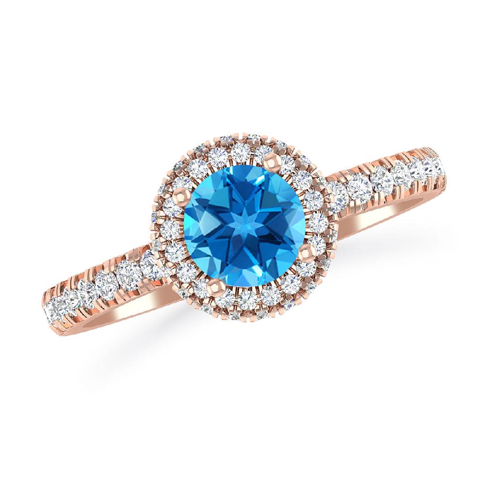 Rose Gold - Blue Topaz