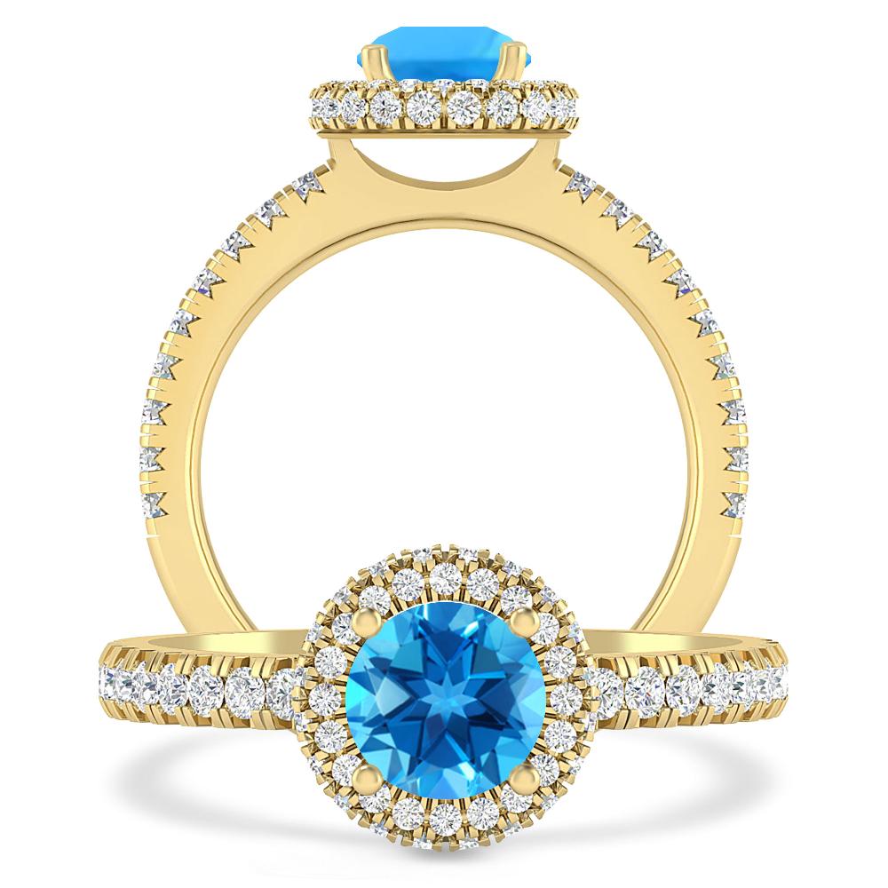 Yellow Gold - Blue Topaz