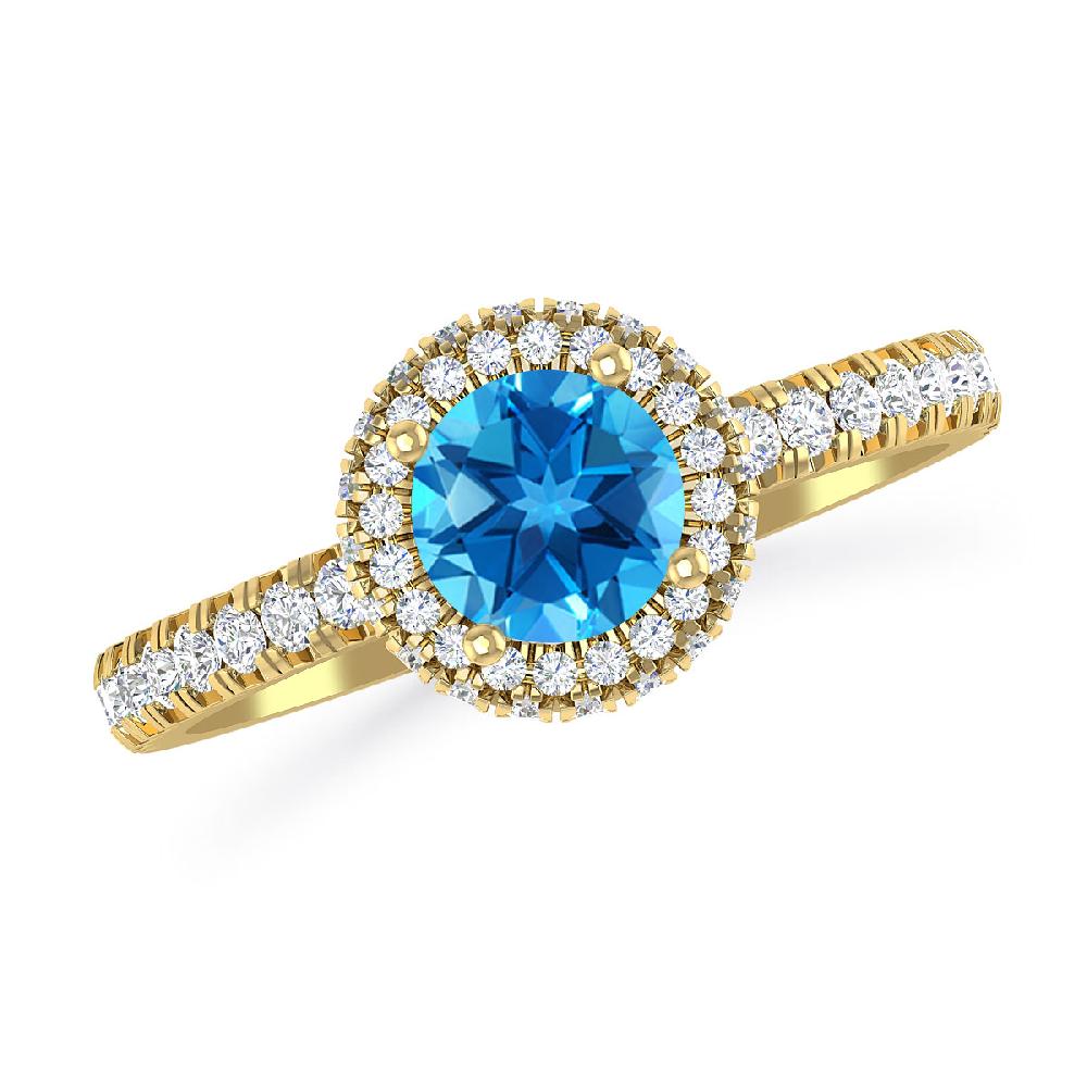 Yellow Gold - Blue Topaz