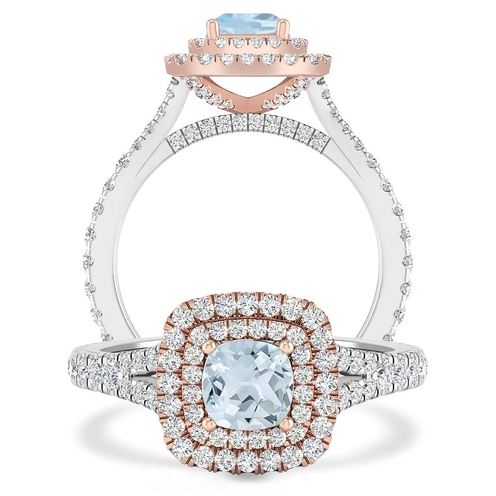 White Gold/Rose Gold - Aquamarine