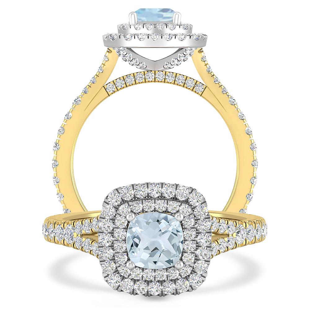 Yellow Gold/White Gold - Aquamarine