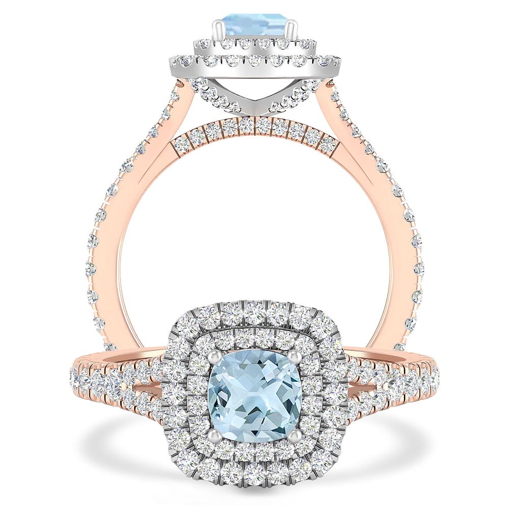 Rose Gold/White Gold - Aquamarine