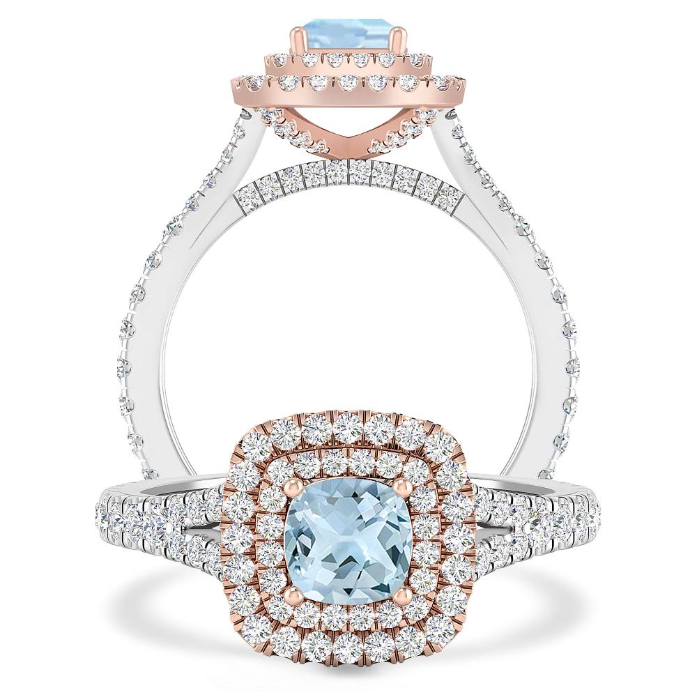 White Gold/Rose Gold - Aquamarine