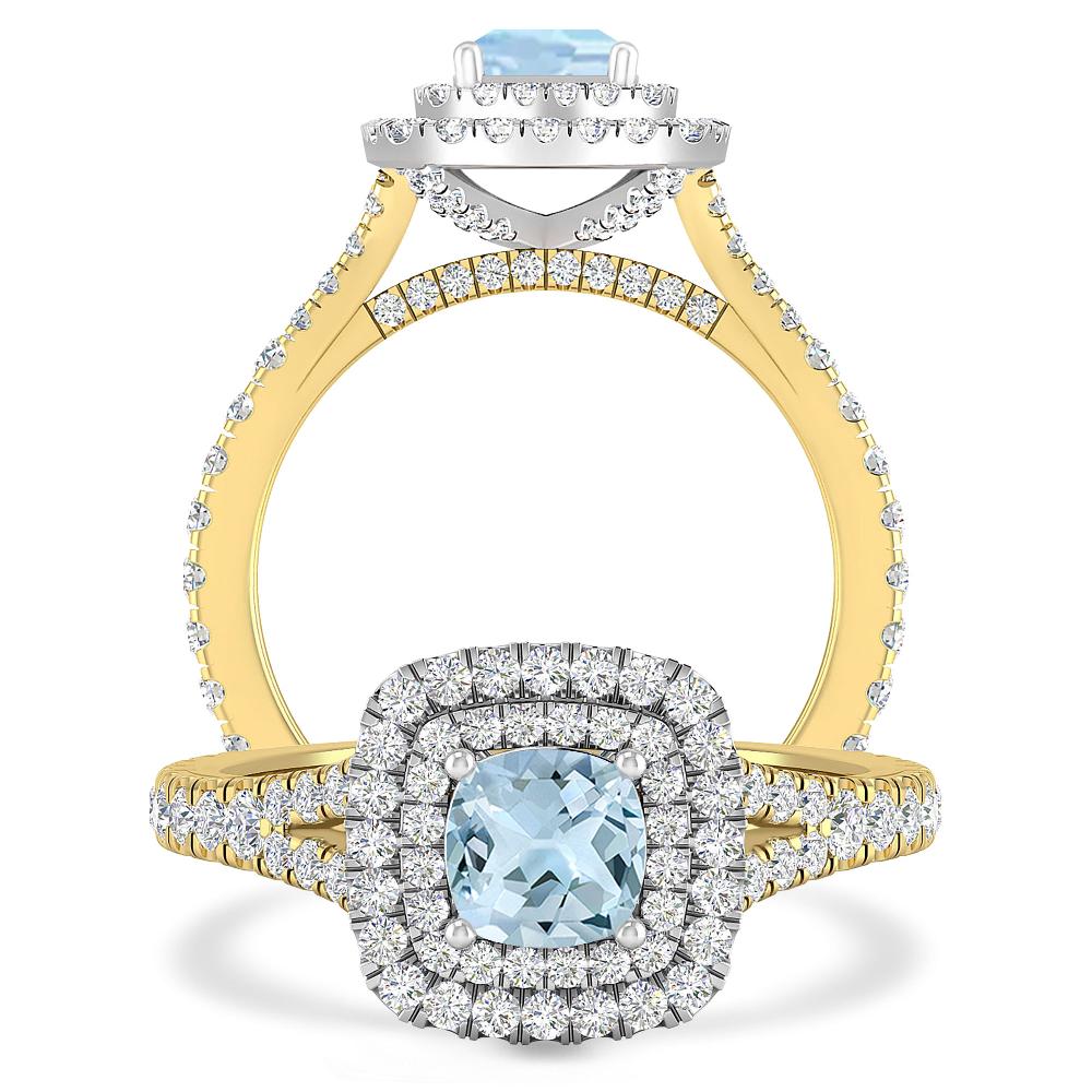 Yellow Gold/White Gold - Aquamarine