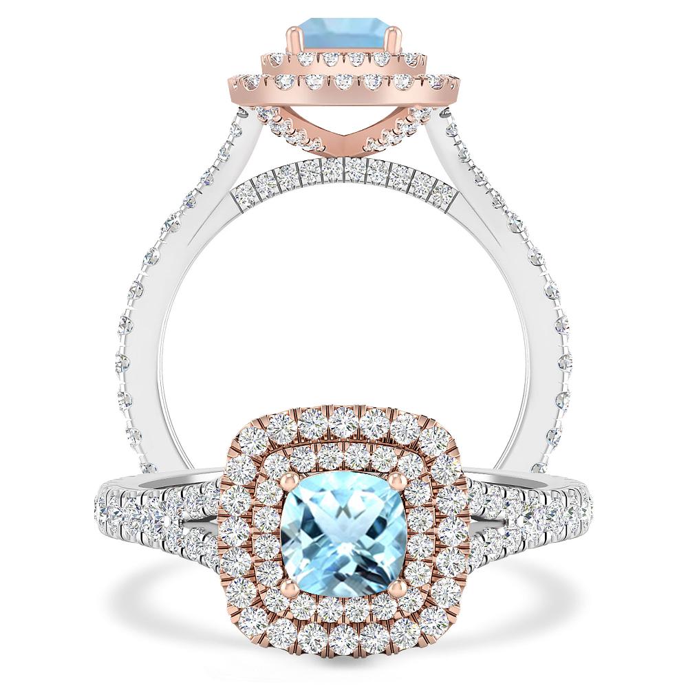 White Gold/Rose Gold - Aquamarine