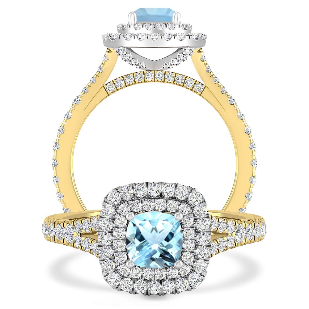 Yellow Gold/White Gold - Aquamarine