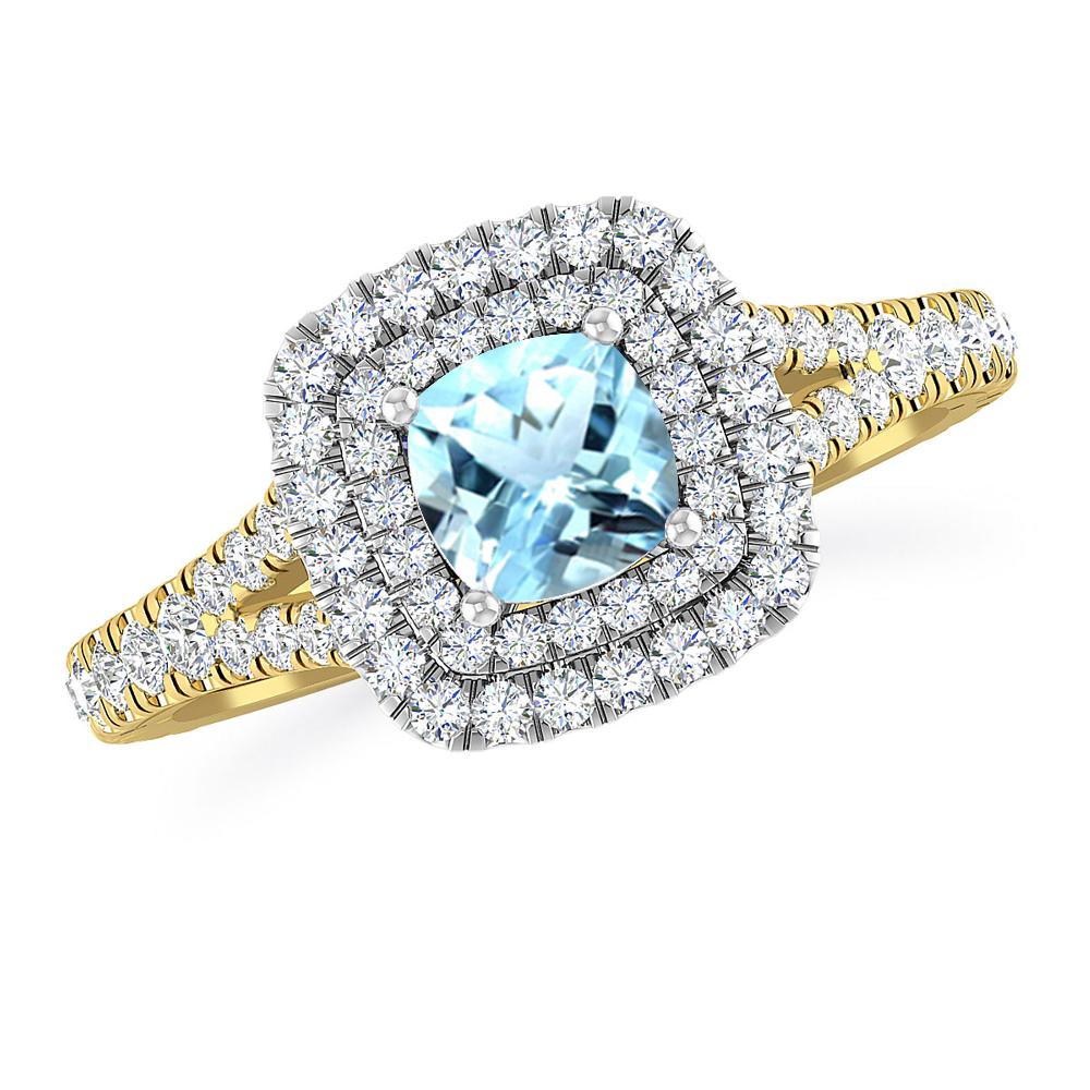 Yellow Gold/White Gold - Aquamarine