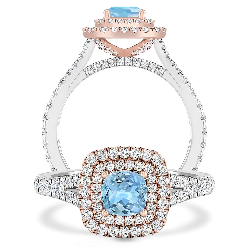 White Gold/Rose Gold - Aquamarine