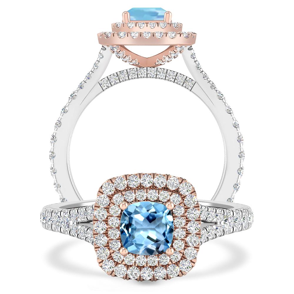 White Gold/Rose Gold - Aquamarine