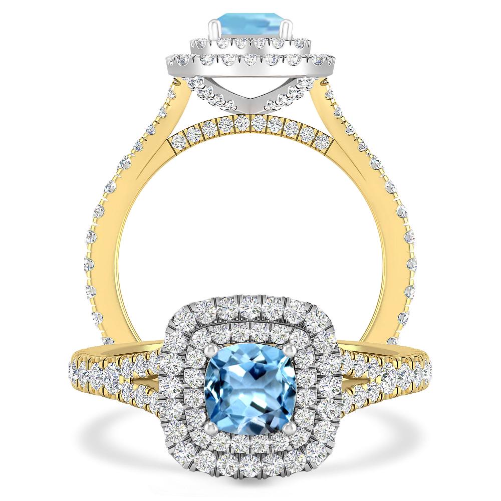 Yellow Gold/White Gold - Aquamarine