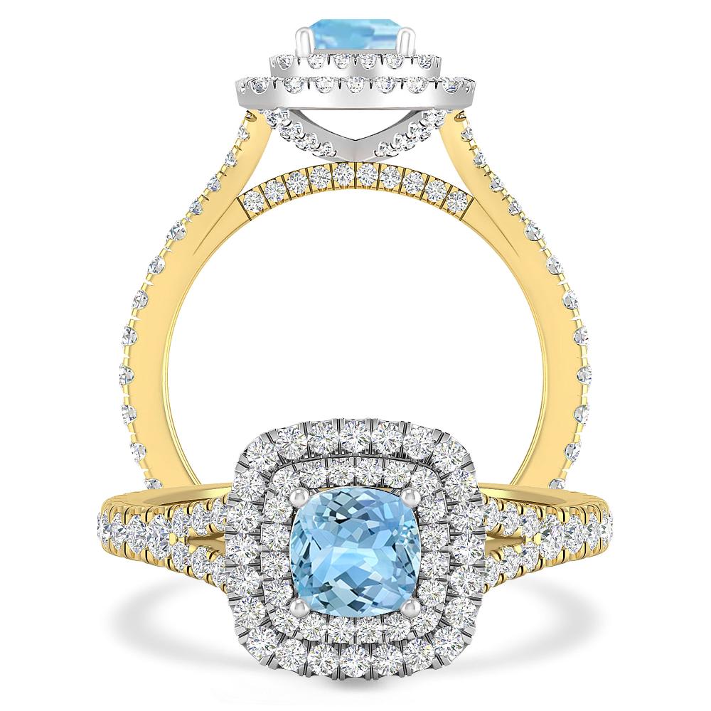 Yellow Gold/White Gold - Aquamarine