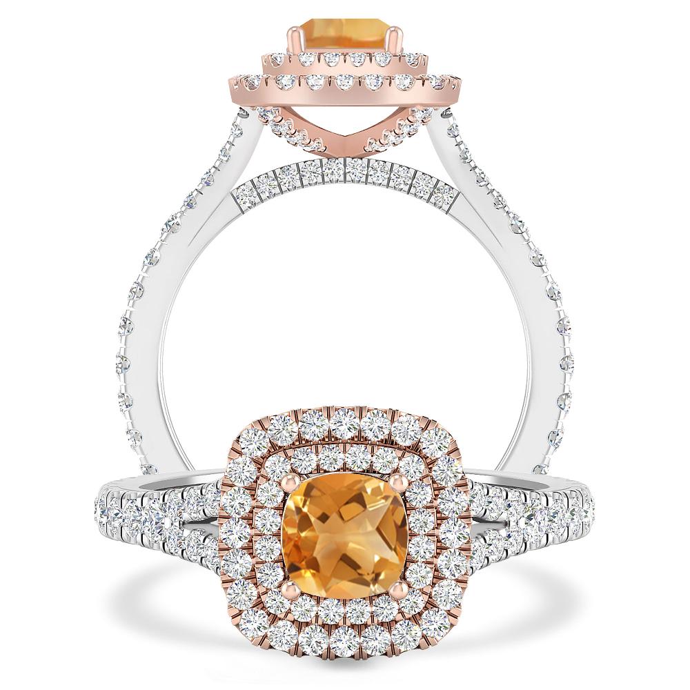 White Gold/Rose Gold - Citrine