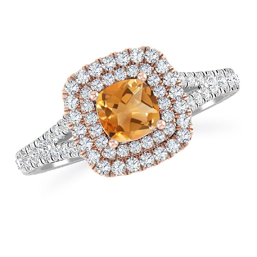 White Gold/Rose Gold - Citrine