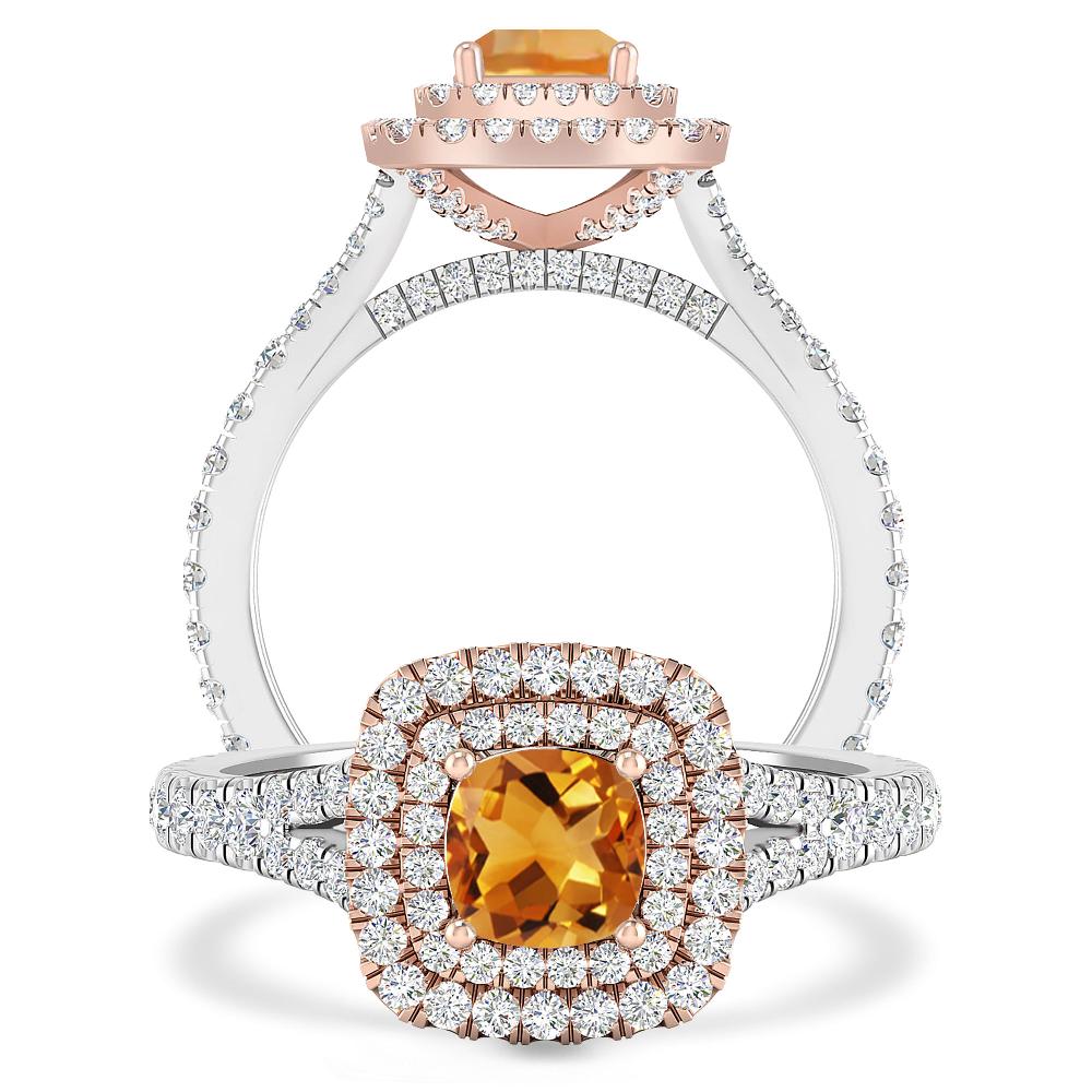 White Gold/Rose Gold - Citrine