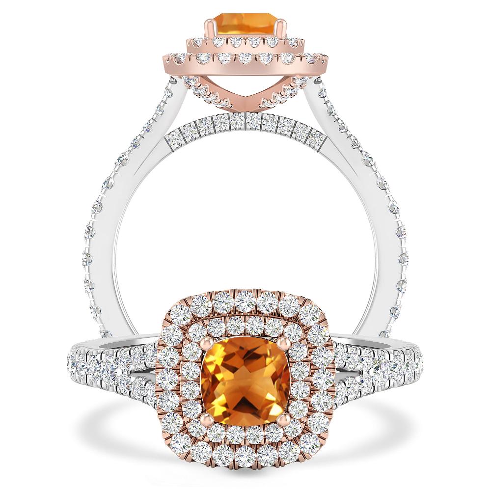 White Gold/Rose Gold - Citrine