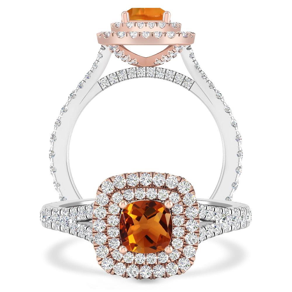 White Gold/Rose Gold - Citrine