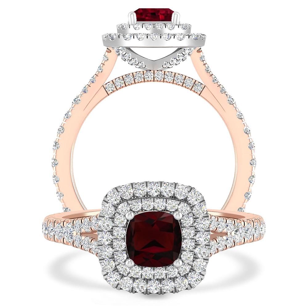 Rose Gold/White Gold - Garnet