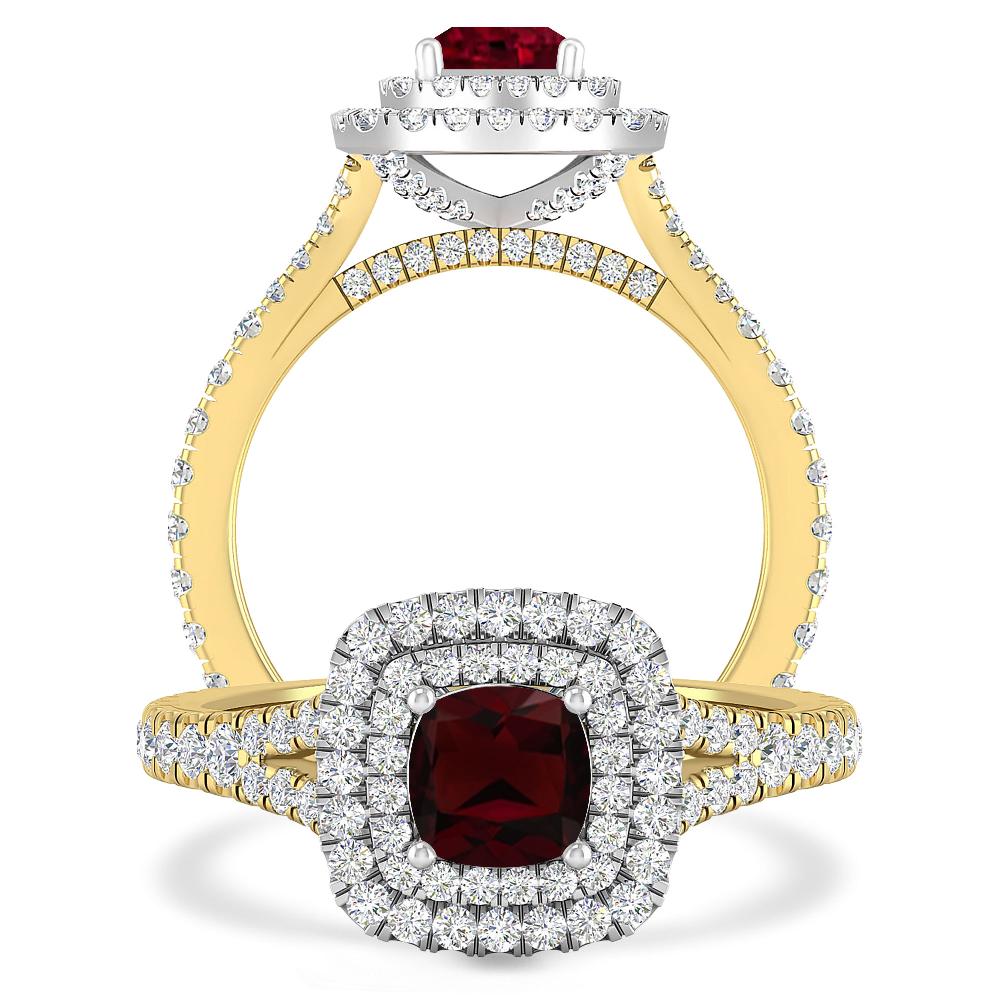 Yellow Gold/White Gold - Garnet