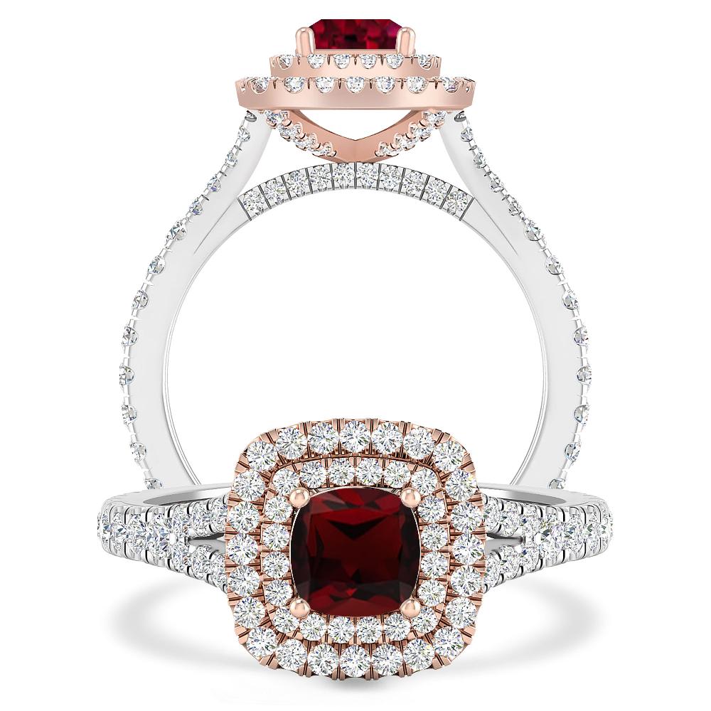 White Gold/Rose Gold - Garnet