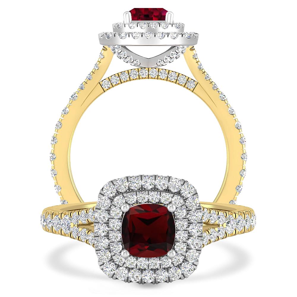 Yellow Gold/White Gold - Garnet