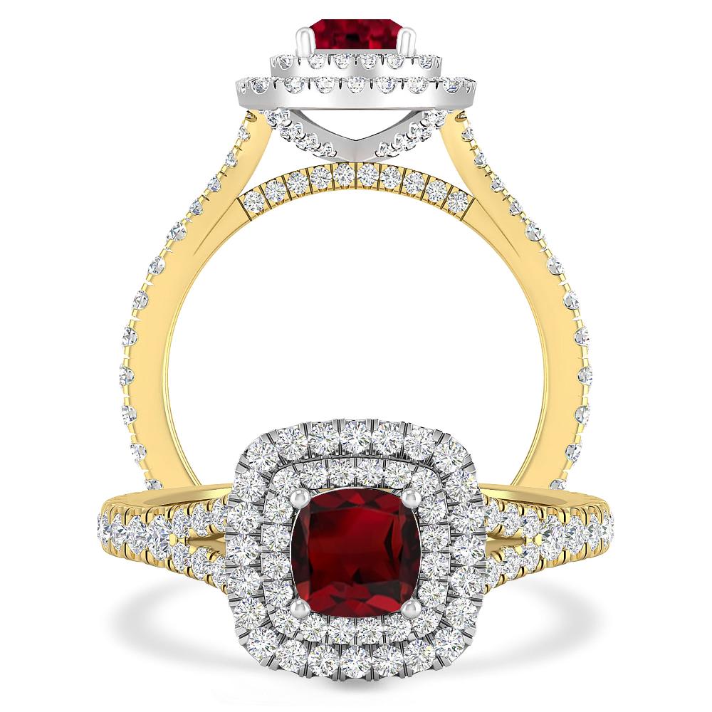 Yellow Gold/White Gold - Garnet