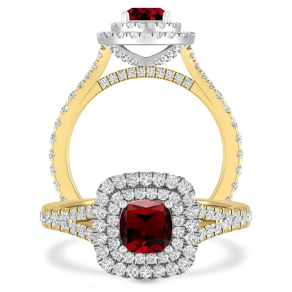 Yellow Gold/White Gold - Garnet