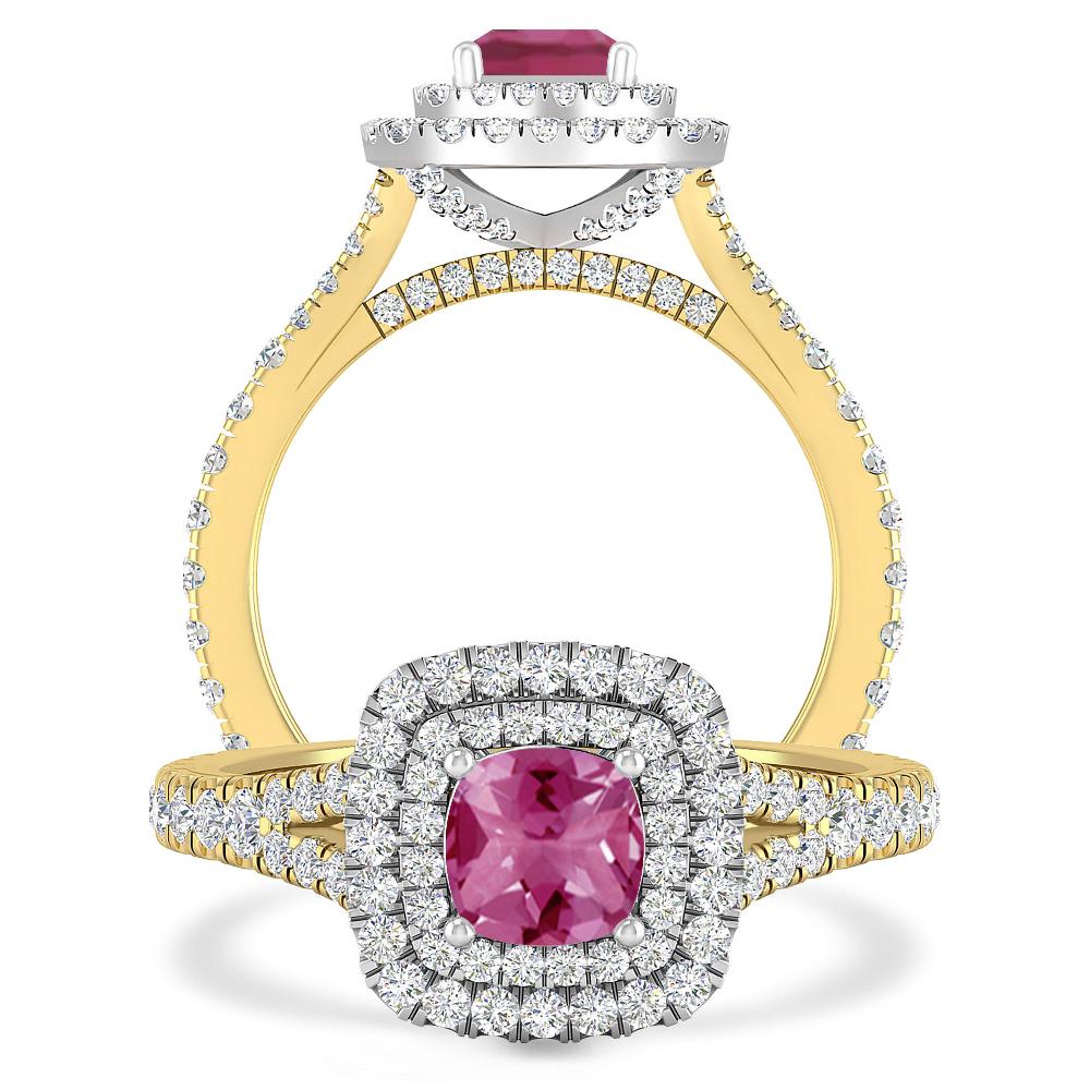 Yellow Gold/White Gold - Pink Tourmaline