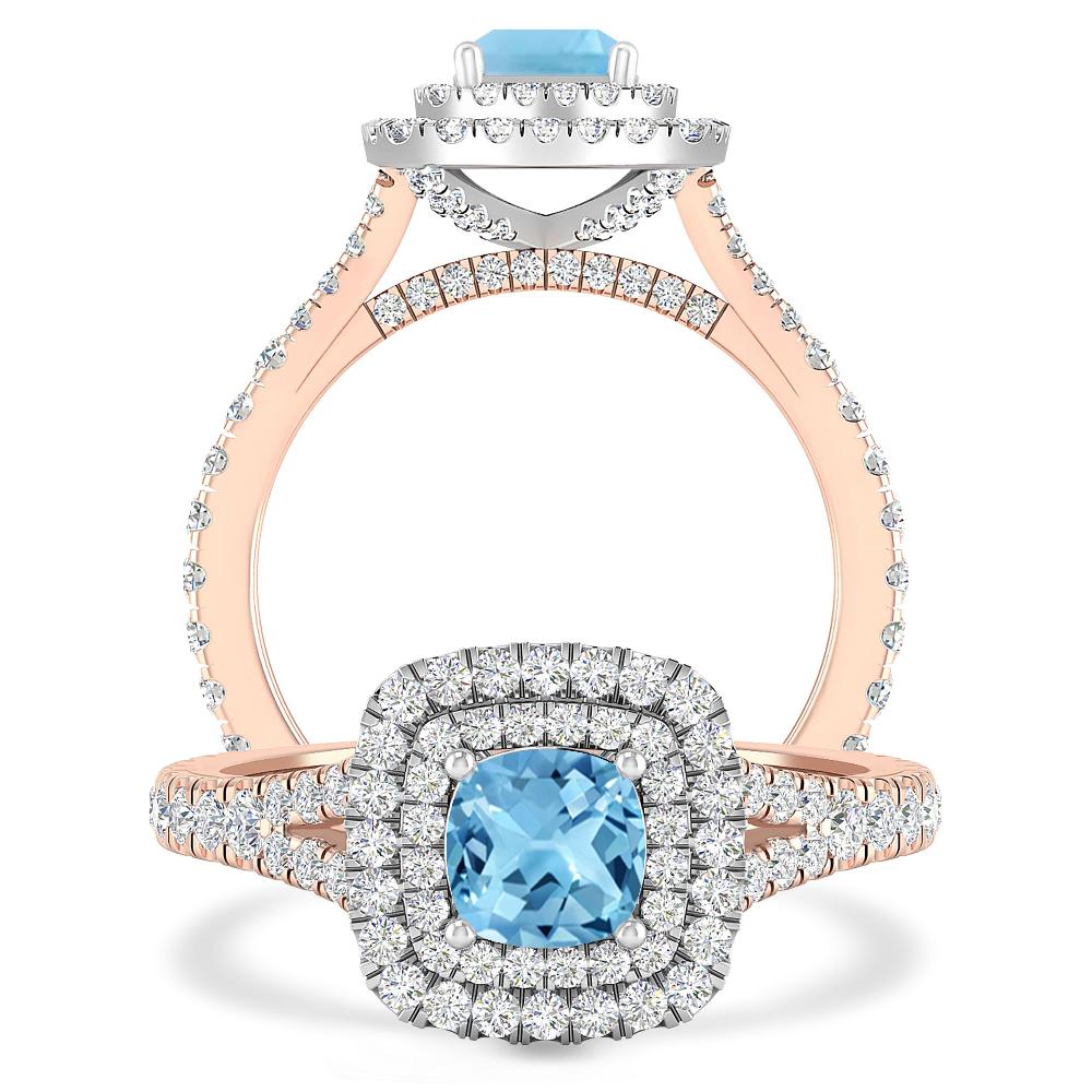 Rose Gold/White Gold - Blue Topaz