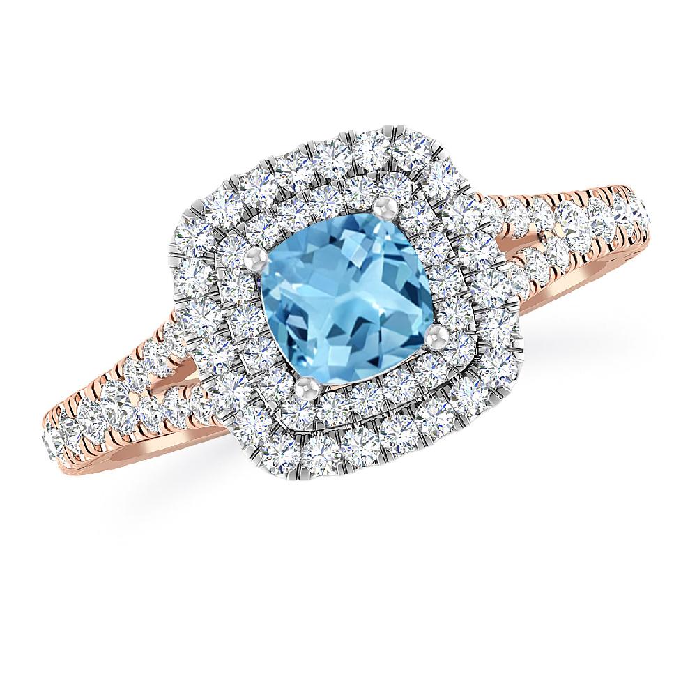 Rose Gold/White Gold - Blue Topaz