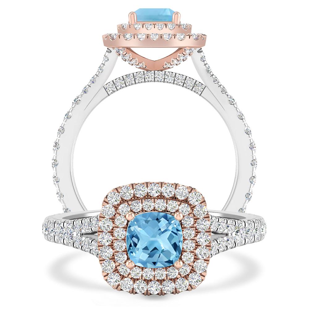 White Gold/Rose Gold - Blue Topaz