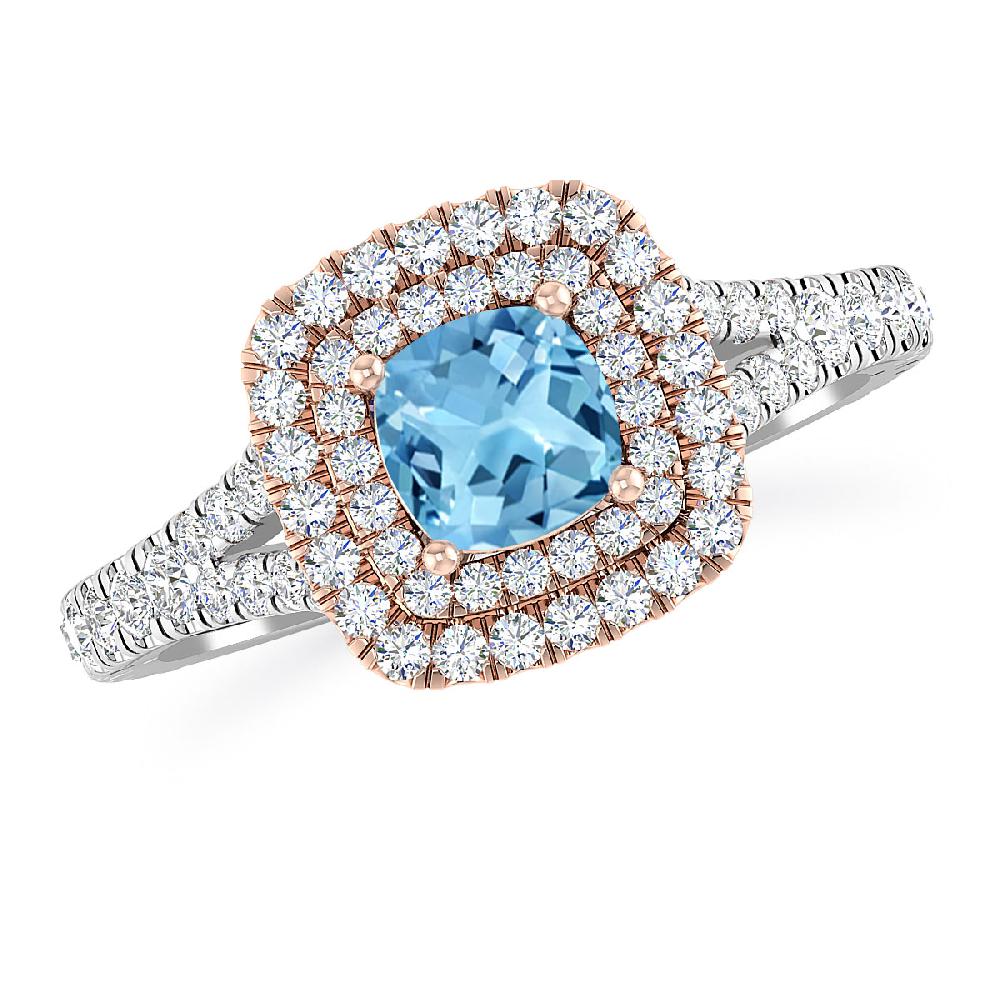 White Gold/Rose Gold - Blue Topaz