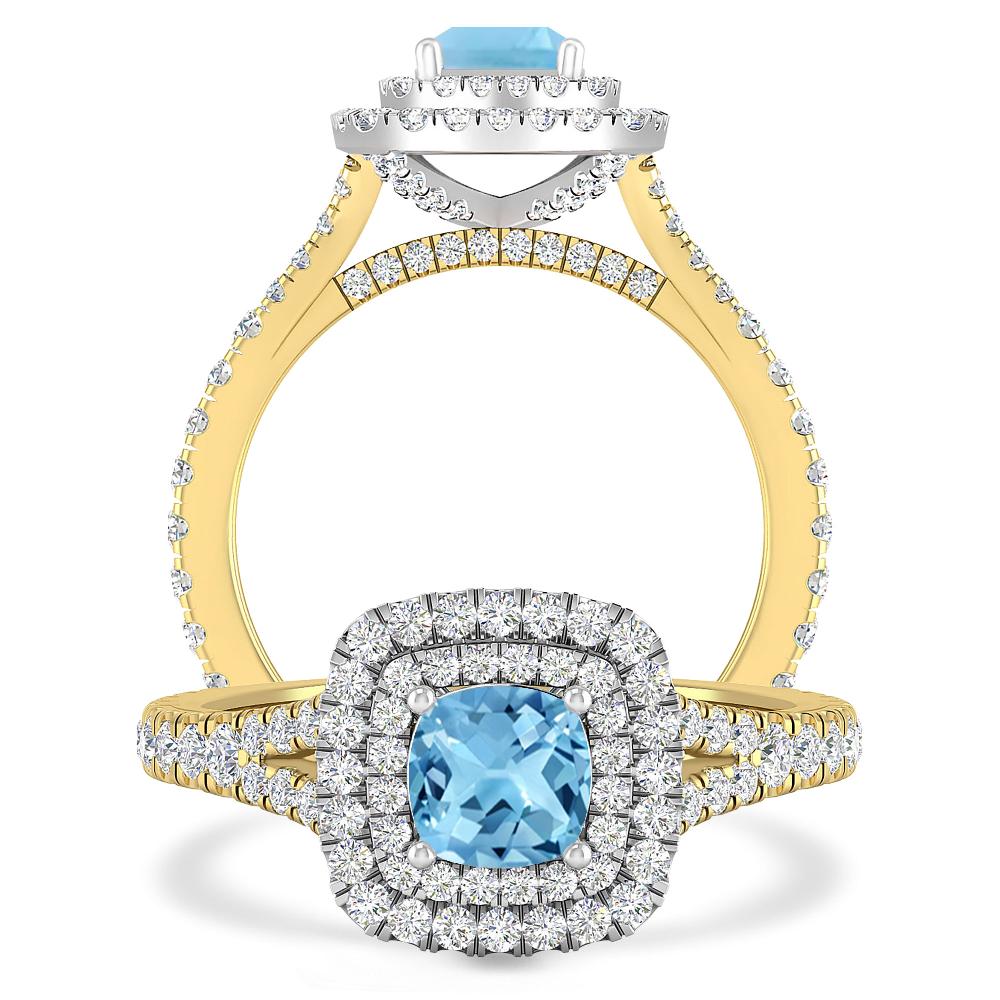 Yellow Gold/White Gold - Blue Topaz