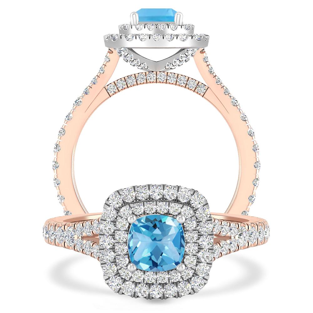 Rose Gold/White Gold - Blue Topaz