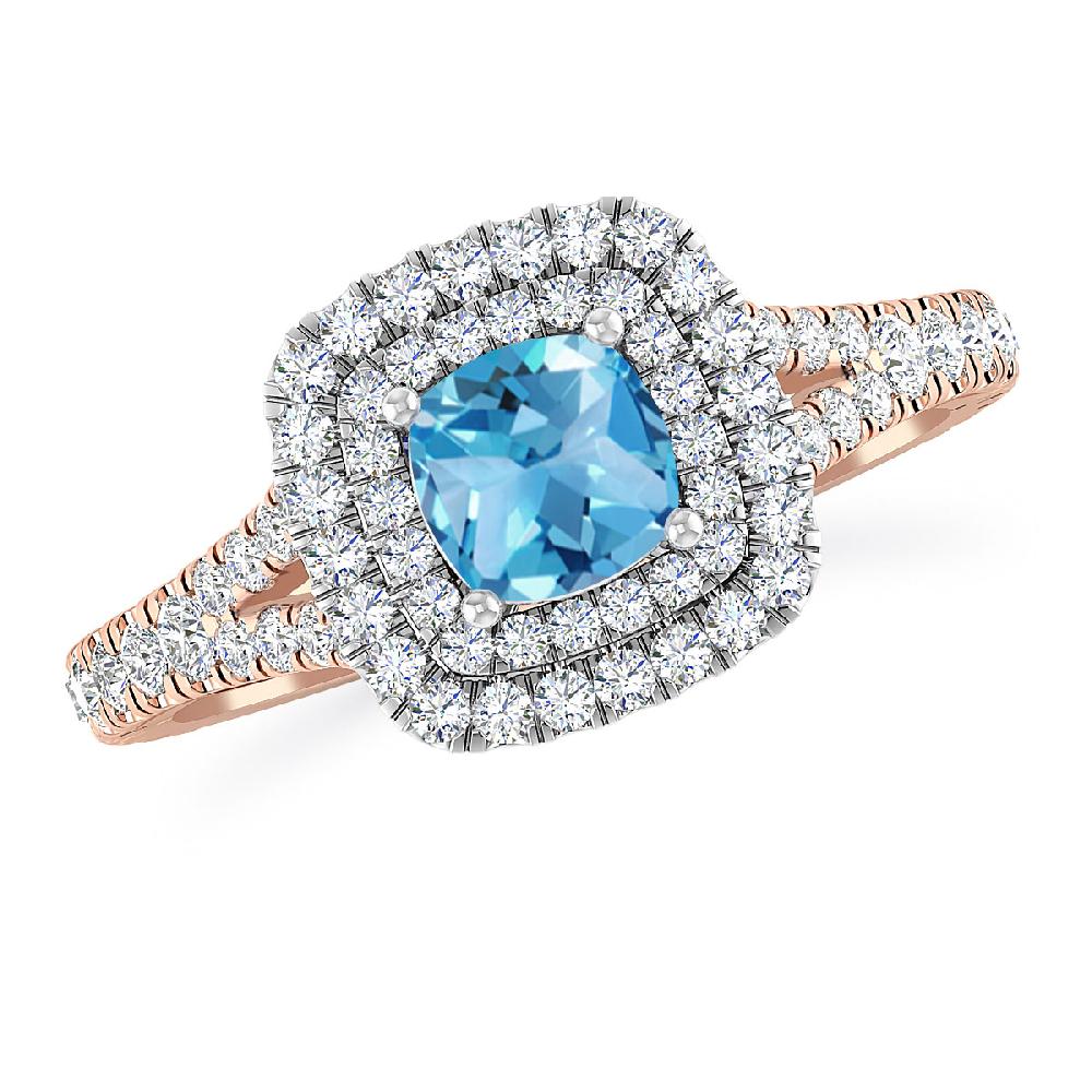 Rose Gold/White Gold - Blue Topaz