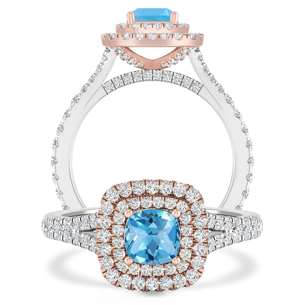 White Gold/Rose Gold - Blue Topaz