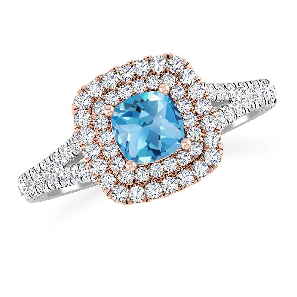 White Gold/Rose Gold - Blue Topaz