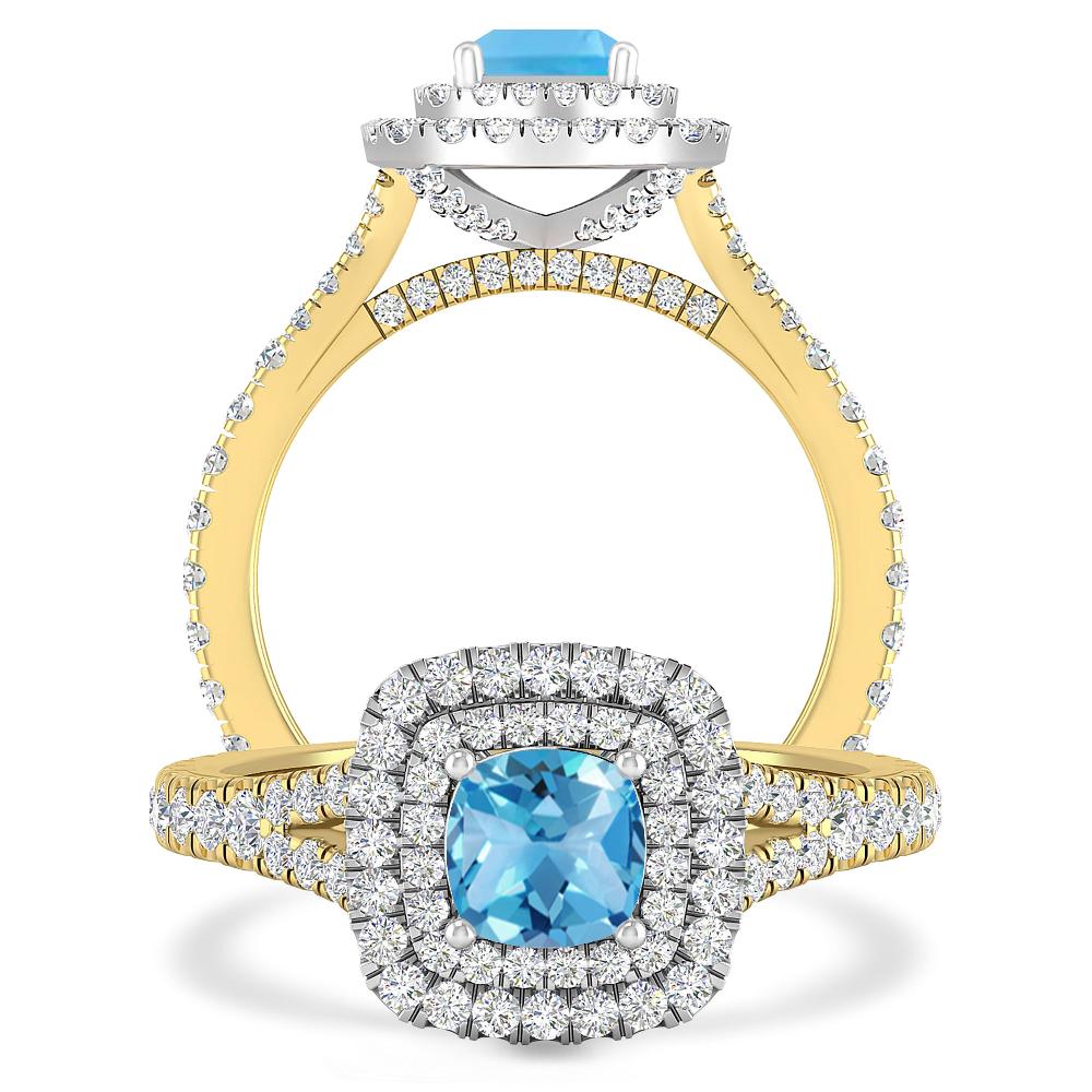 Yellow Gold/White Gold - Blue Topaz