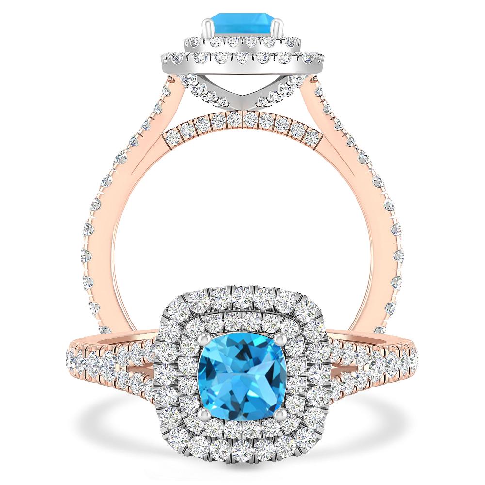 Rose Gold/White Gold - Blue Topaz