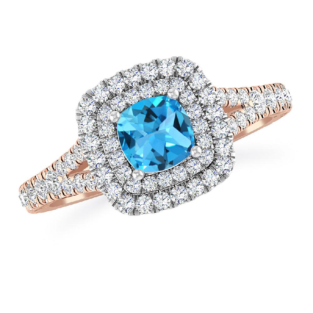 Rose Gold/White Gold - Blue Topaz