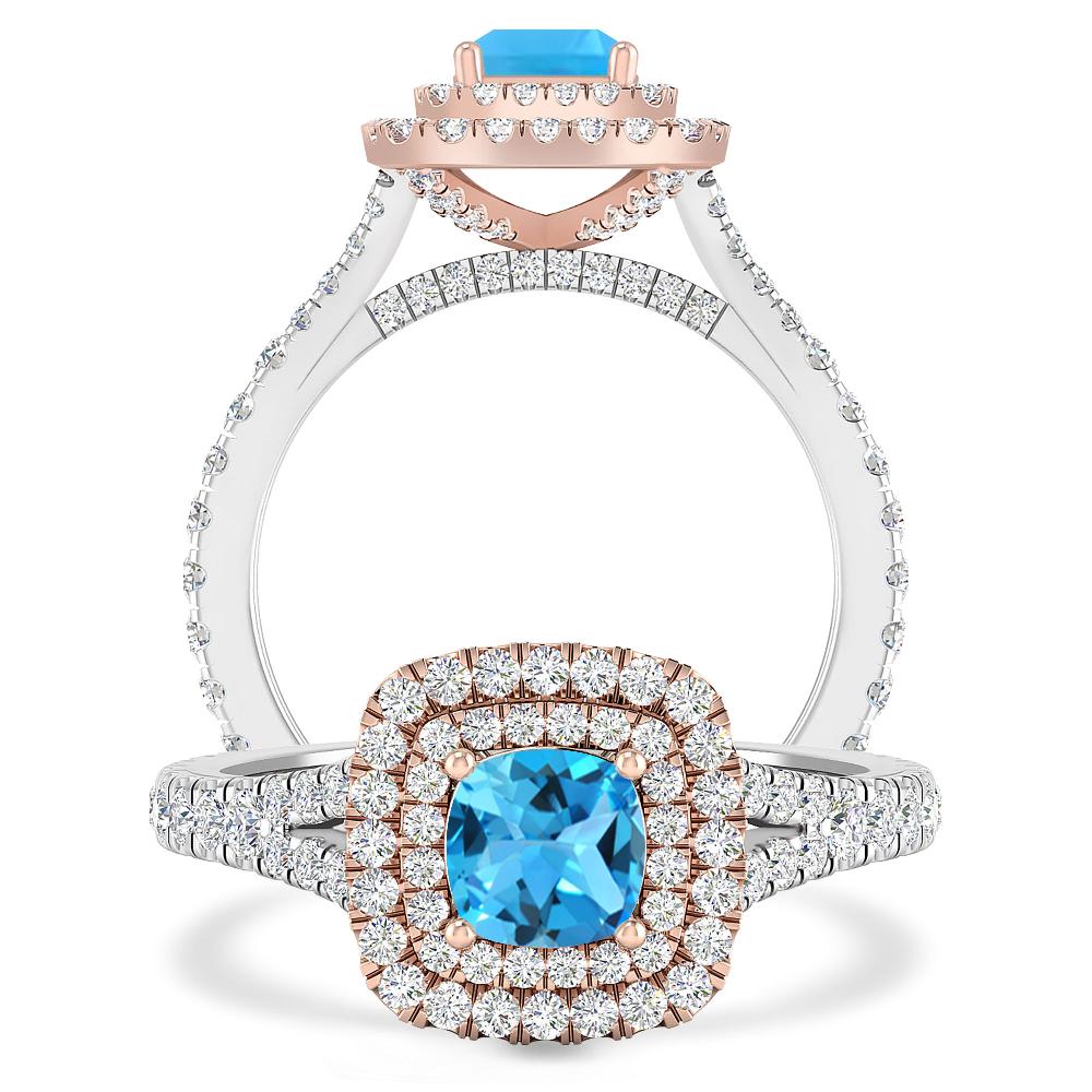 White Gold/Rose Gold - Blue Topaz