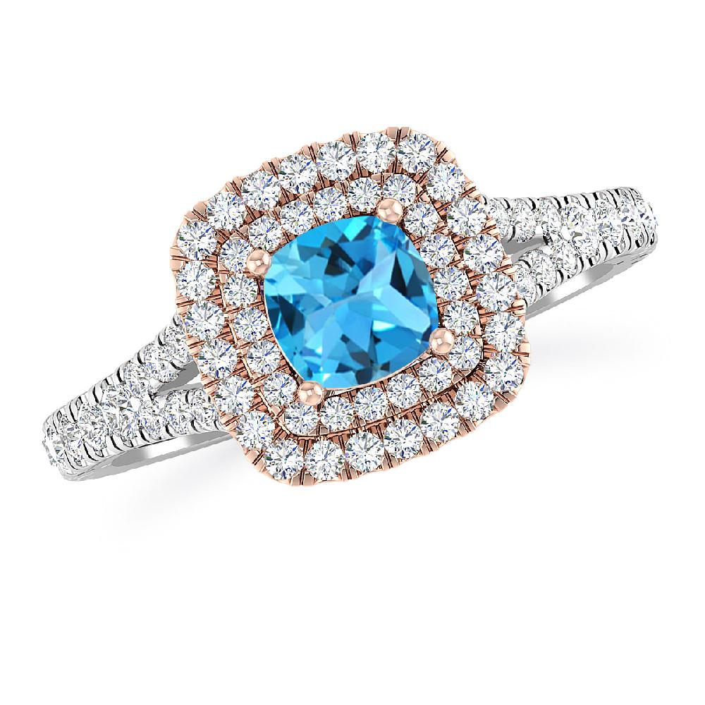 White Gold/Rose Gold - Blue Topaz