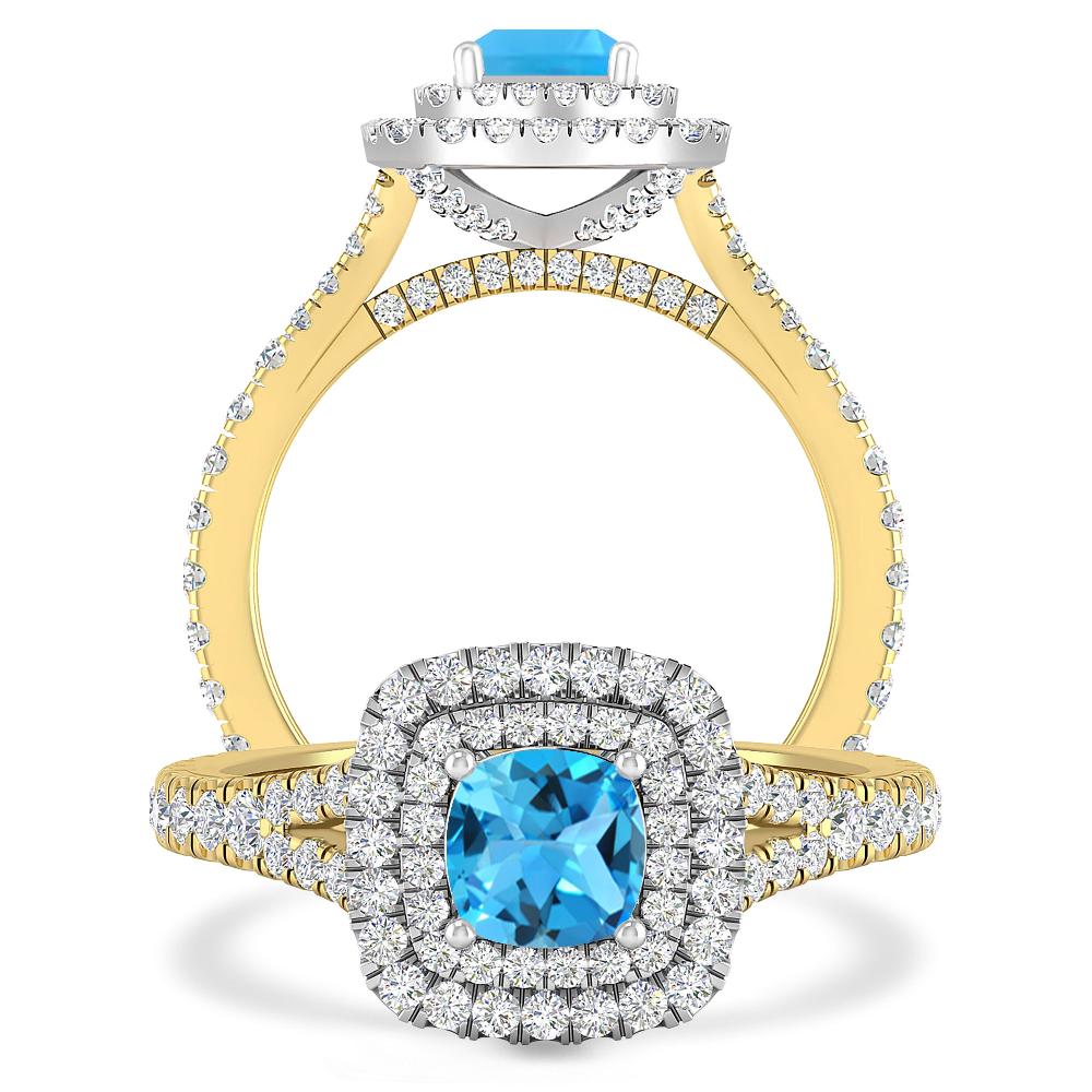 Yellow Gold/White Gold - Blue Topaz