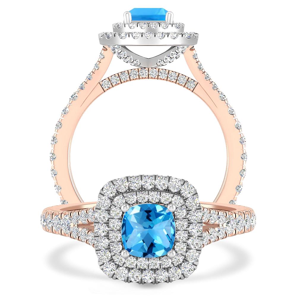 Rose Gold/White Gold - Blue Topaz