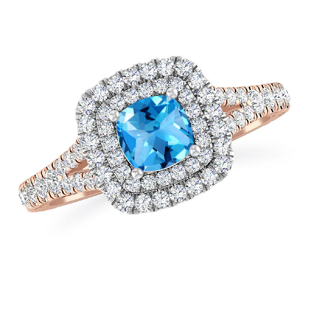 Rose Gold/White Gold - Blue Topaz