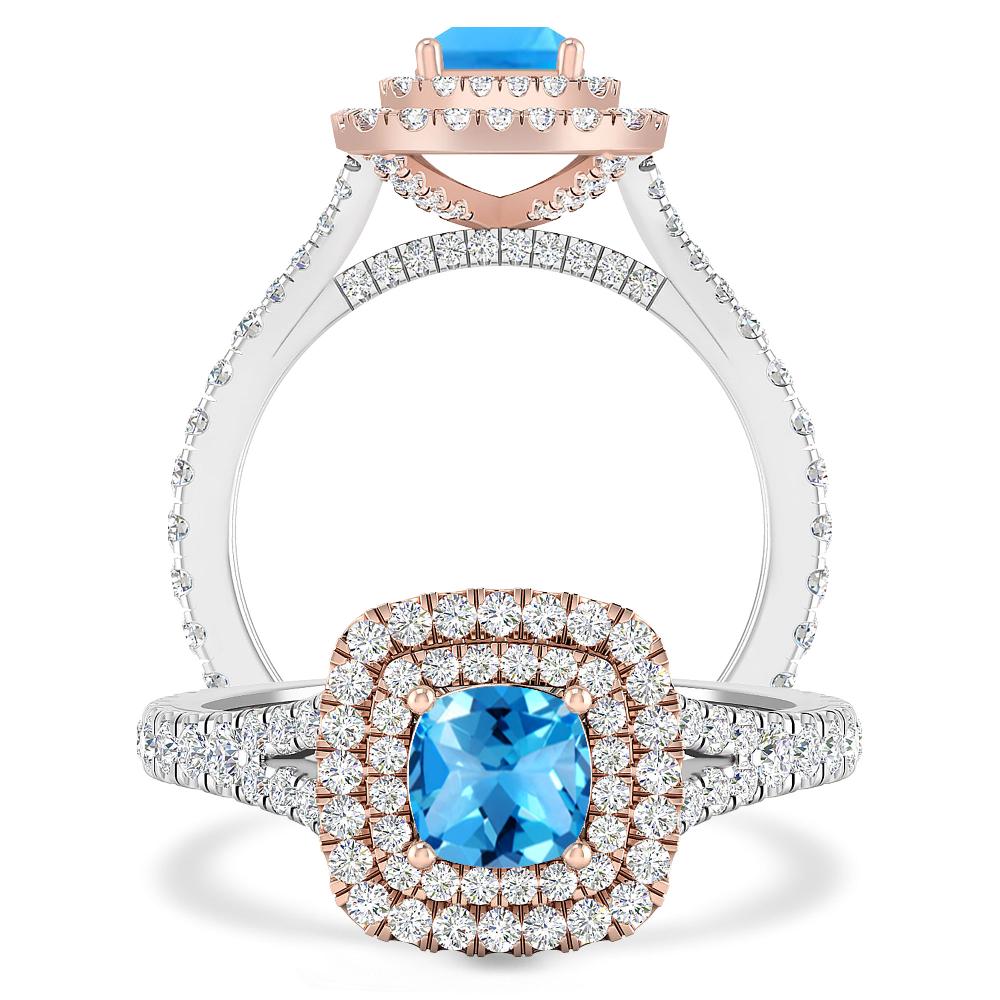 White Gold/Rose Gold - Blue Topaz